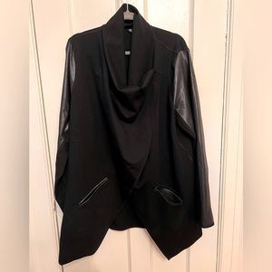 Like New! Draped jacket with faux leather details